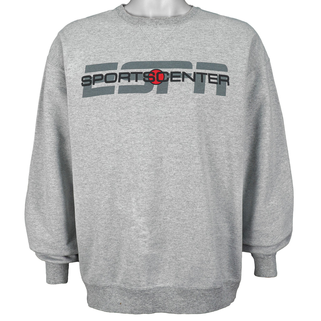 Champion - Grey ESPN Collection Crew Neck Sweatshirt 1990s Large Vintage Retro 