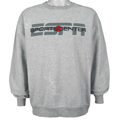 Champion - Grey ESPN Collection Crew Neck Sweatshirt 1990s Large