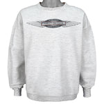 Harley Davidson - Grey Spell-Out Crew Neck Sweatshirt 1997 X-Large Vintage Retro