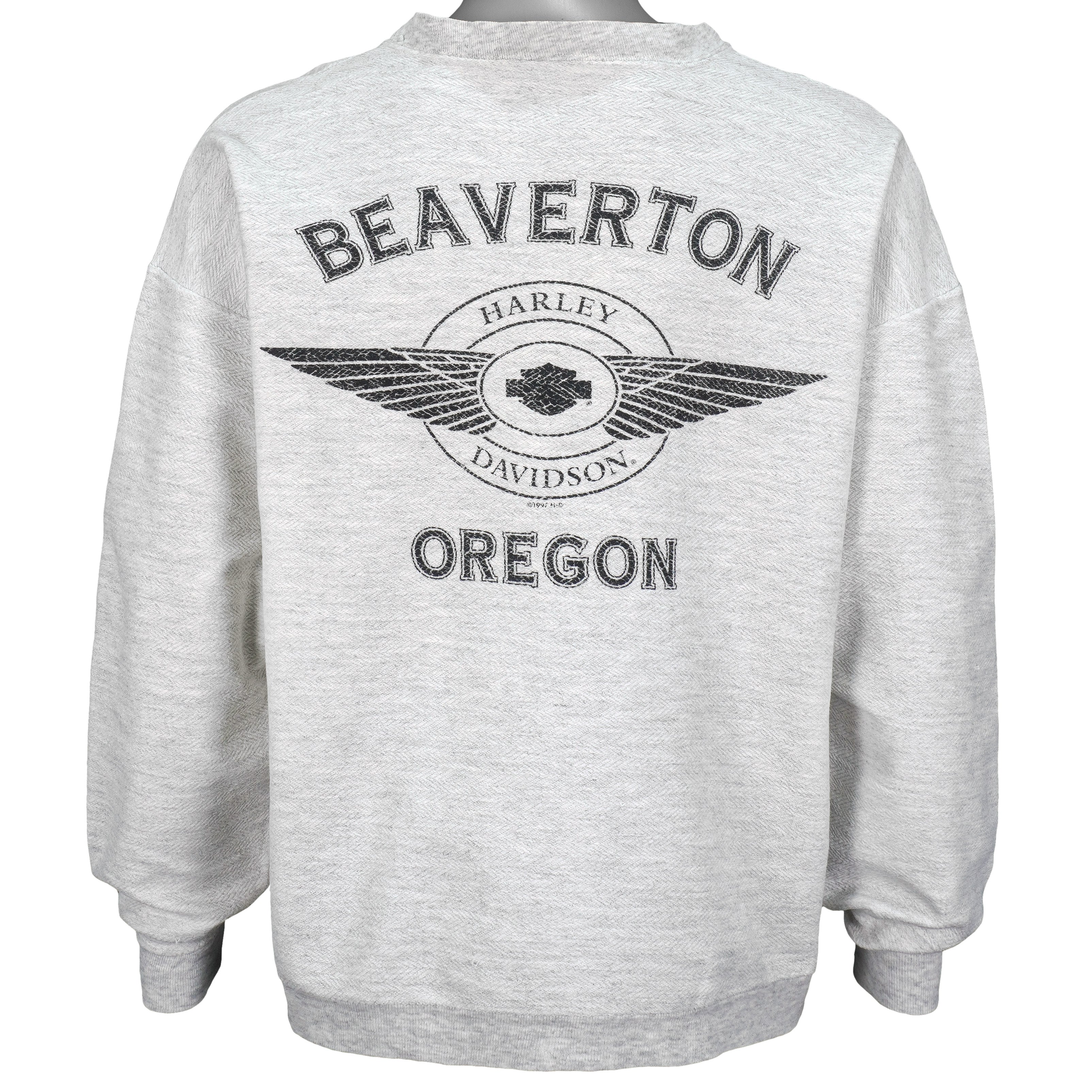 Harley Davidson - Grey Spell-Out Crew Neck Sweatshirt 1997 X-Large Vintage Retro