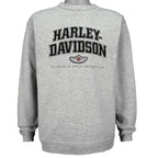 Harley Davidson - Grey Embroidered Spell-Out Crew Neck Sweatshirt 2003 Large Vintage Retro