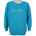 Guess - Blue Big Logo Crew Neck Sweatshirt 1980s Large
