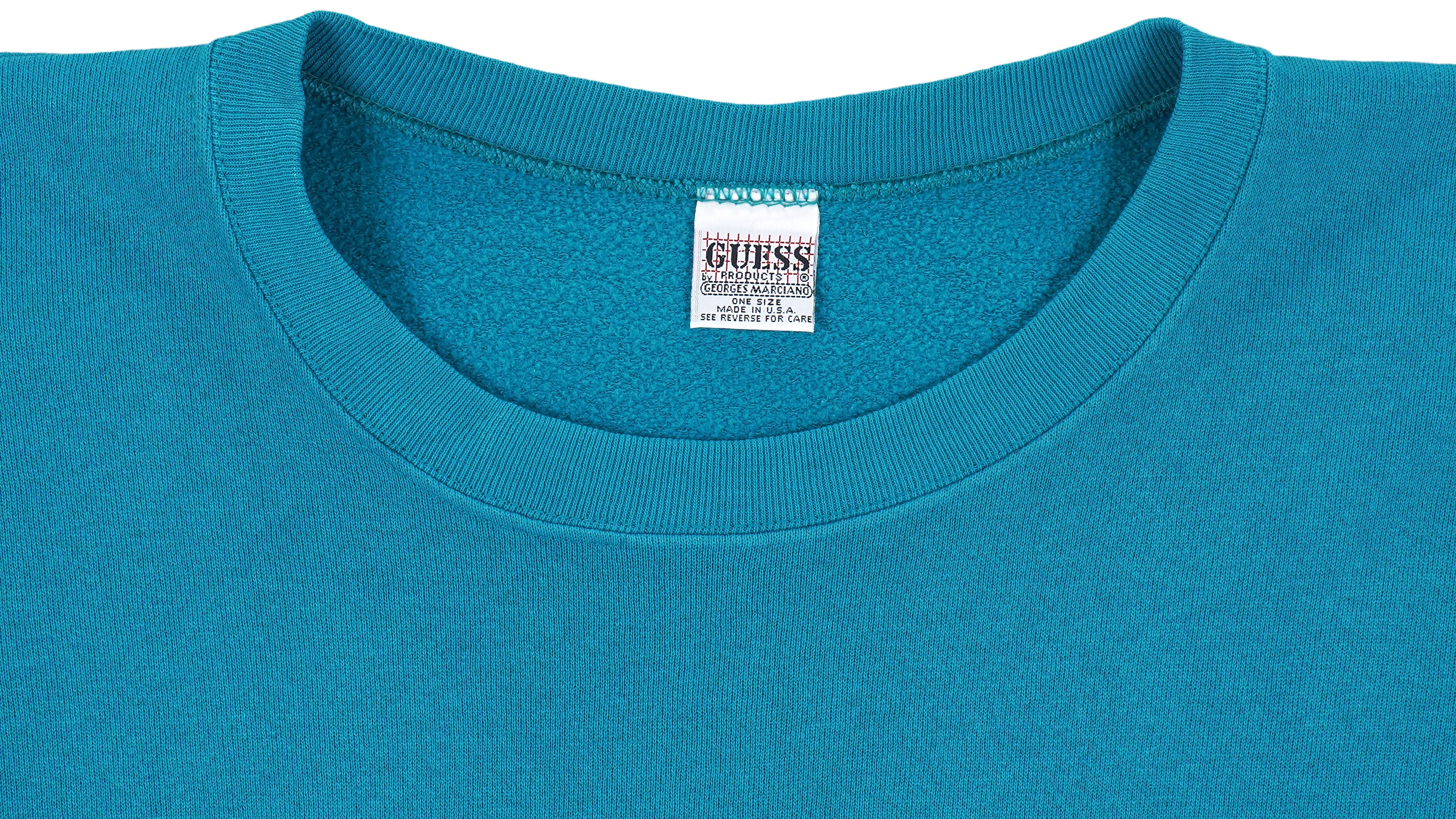 Guess - Blue Big Logo Crew Neck Sweatshirt 1990s Large Vintage Retro