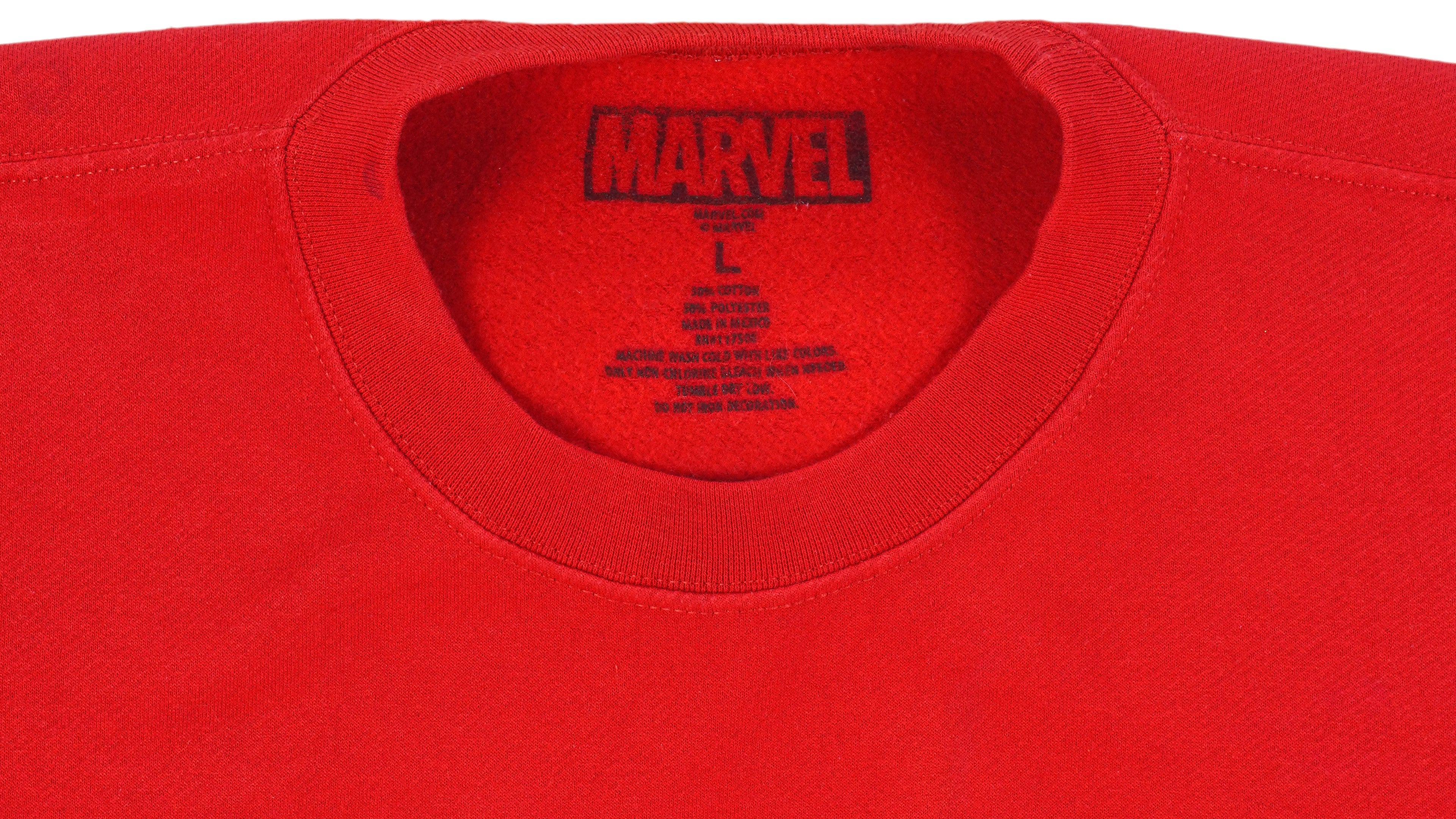 Marvel - Red Super Heroes Printed Sweatshirt Large Vintage Retro
