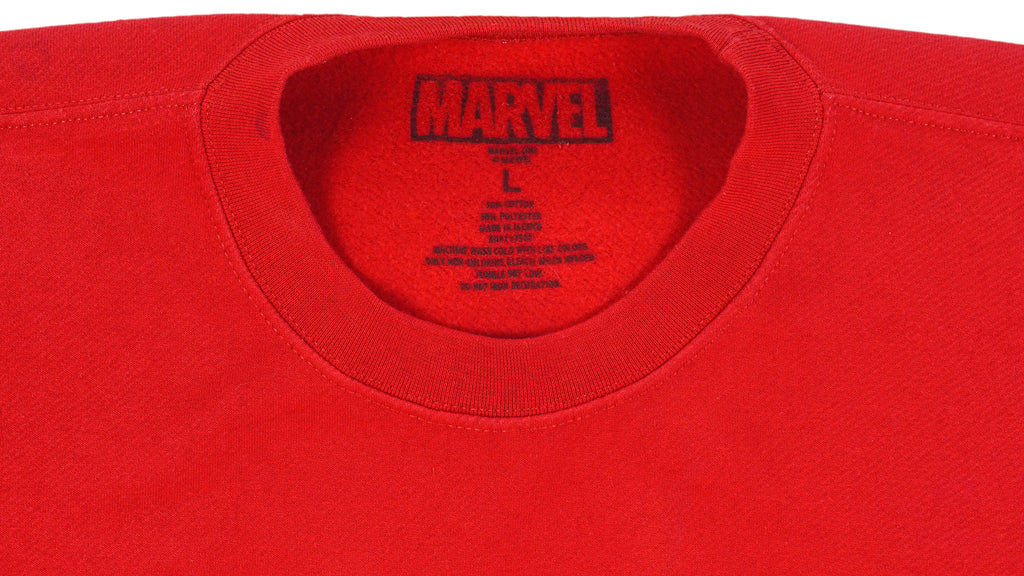 Marvel - Red Super Heroes Printed Sweatshirt Large Vintage Retro