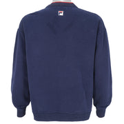 Fila - Blue Big Spell-Out Crew Neck Sweatshirt 1990s X-Large Vintage Retro