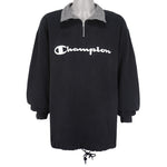 Champion - Black Big Spell-Out 1/4 Zip Sweatshirt 1990s X-Large Vintage Retro