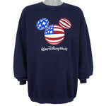 Disney - Walt Disney World Embroidered USA Flag Sweatshirt 1990s X-Large