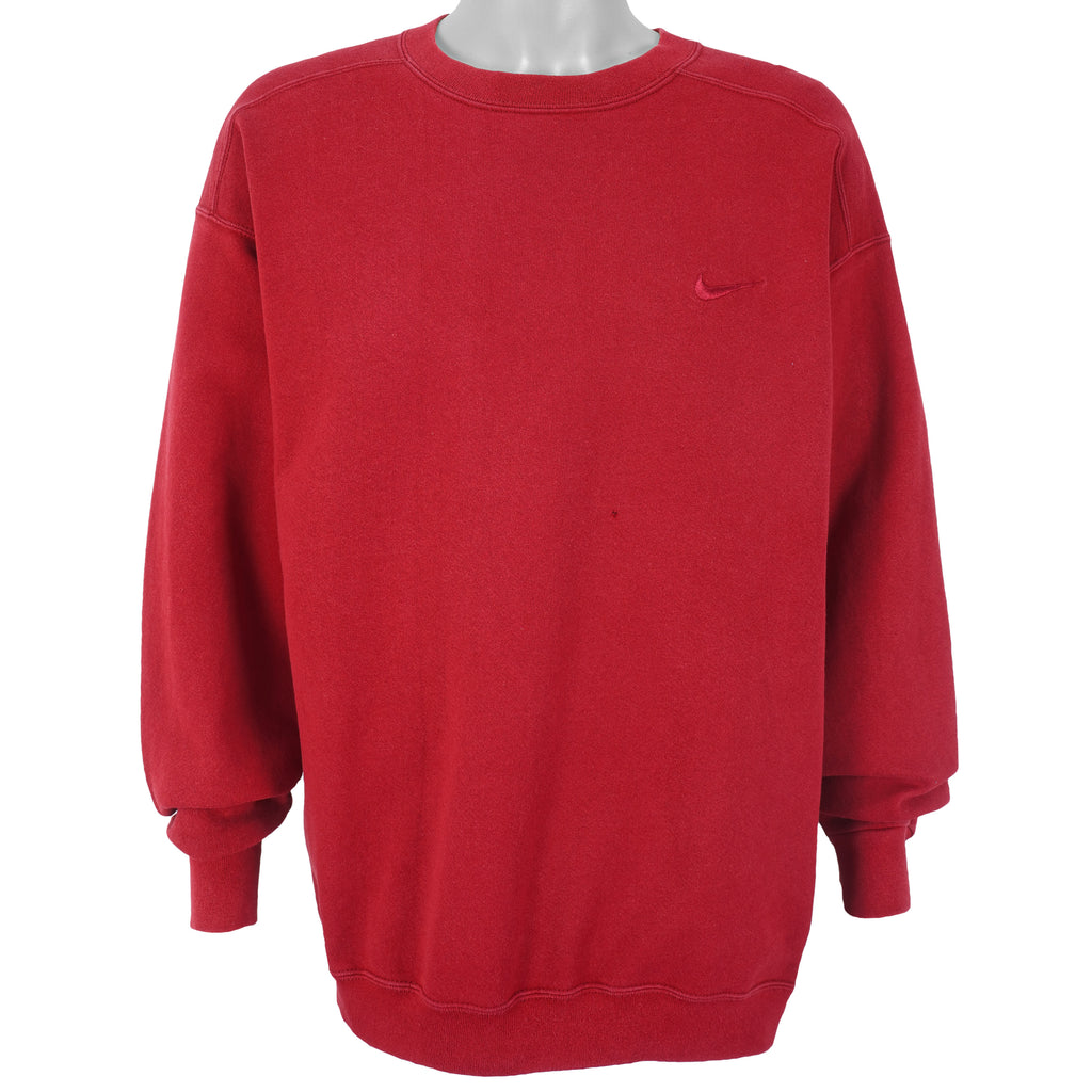 Nike - Red Classic Crew Neck Sweatshirt 1990s Large Vintage Retro