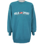 Ralph Lauren (Polo Sport) - Blue Spell-Out Embroidered Sweatshirt 1990s X-Large