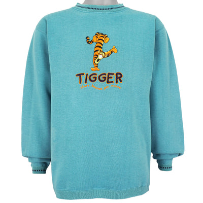 Disney - Blue Tigger Crew Neck Sweatshirt 1990s Medium
