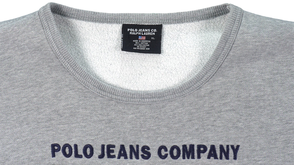 Ralph Lauren (Polo Sport) - Grey Spell-Out Crew Neck Sweatshirt 1990s X-Large Vintage Retro