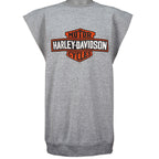 Harley Davidson - Grey Spell-Out Muscle T-Shirt 1998 XX-Large Vintage Retro