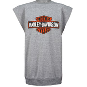 Harley Davidson - Grey Spell-Out Muscle T-Shirt 1998 XX-Large Vintage Retro