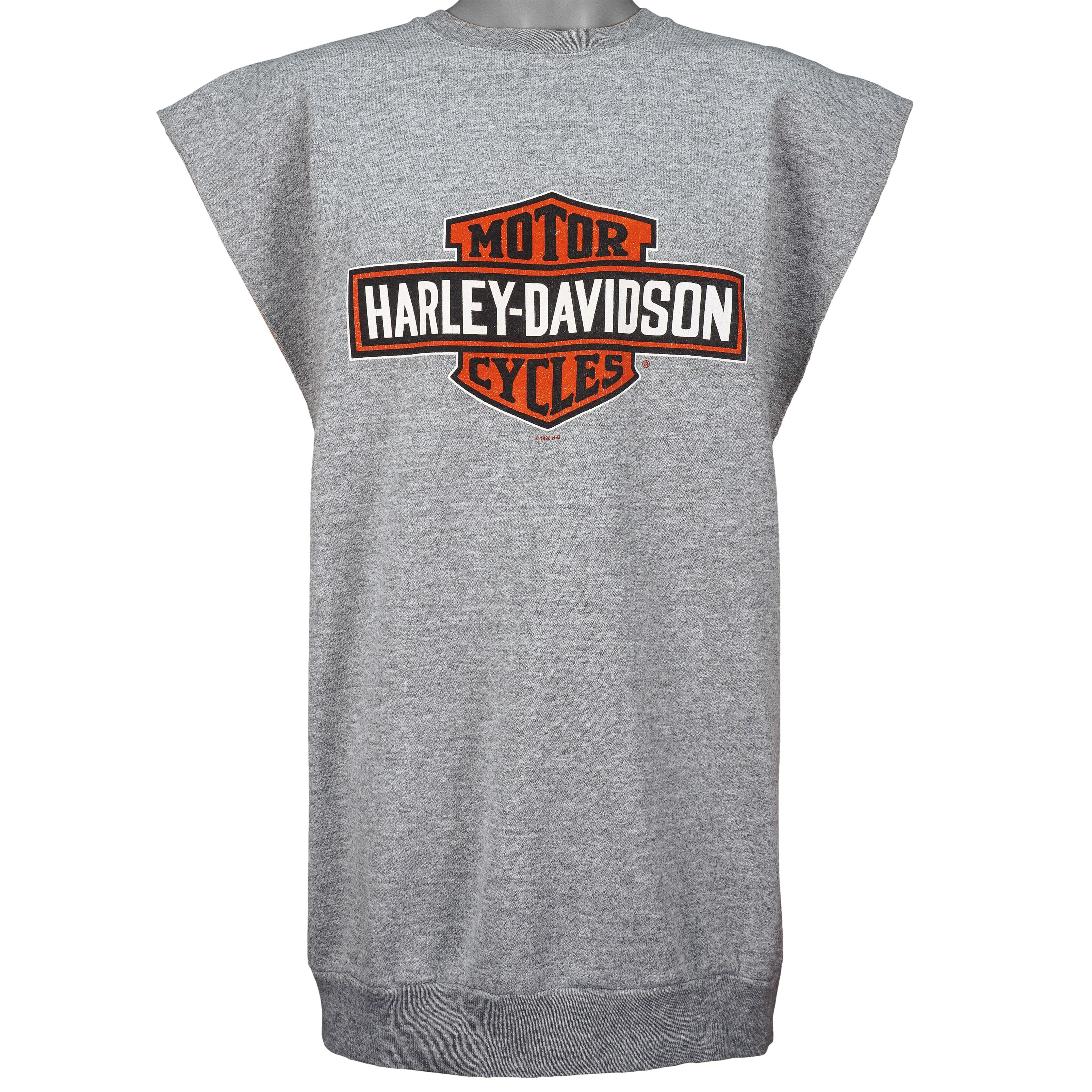 Harley Davidson - Grey Spell-Out Muscle T-Shirt 1998 XX-Large Vintage Retro