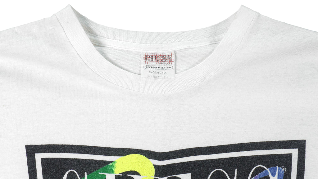 Guess - White Spell-Out T-Shirt 1989 X-Large Vintage Retro
