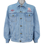 NASCAR (Chase) - Dale Earnhardt Jr., Budweiser Embroidered Jeans Jacket 1990s Large Vintage Retro