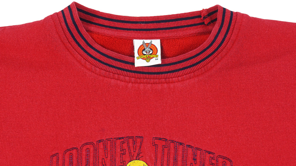 Looney Tunes - Tweety Embroidered Spell-Out Sweatshirt 1990s Medium Vintage Retro