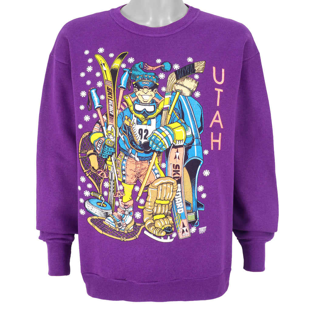Vintage (Delta) - Utah Spell-Out Crew Neck Sweatshirt 1990s Large Vintage Retro