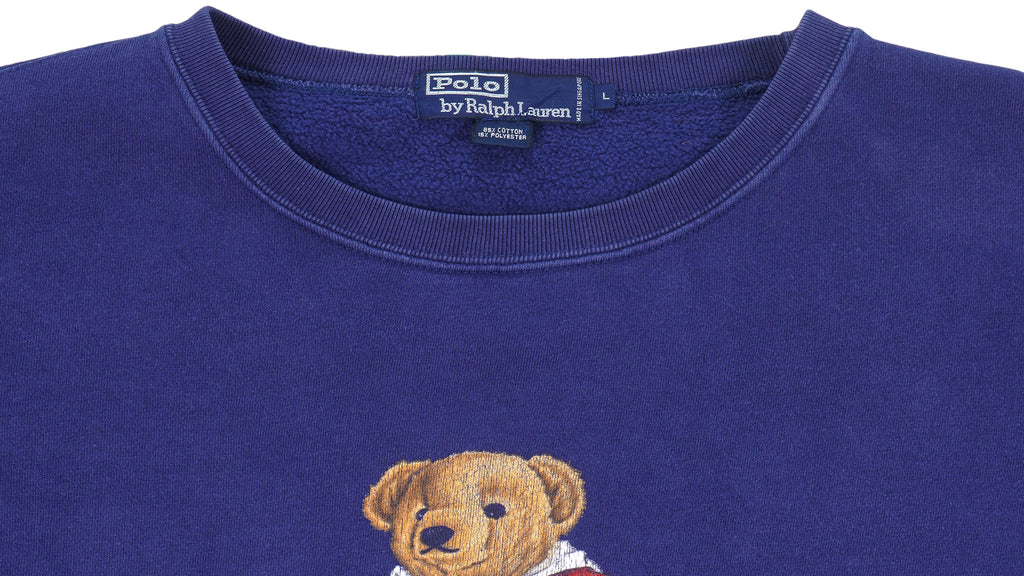 Ralph Lauren - Polo Bear Sports Spell-Out Crew Neck Sweatshirt 1980s Large Vintage Retro