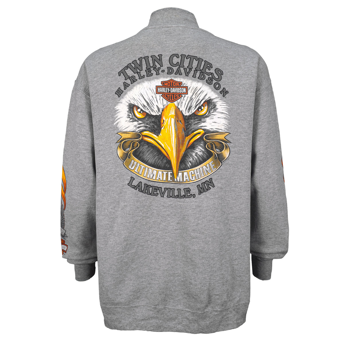 Harley Davidson - Twin Cities Spell-Out Zip-Up Sweatshirt 2007 X-Large Vintage Retro