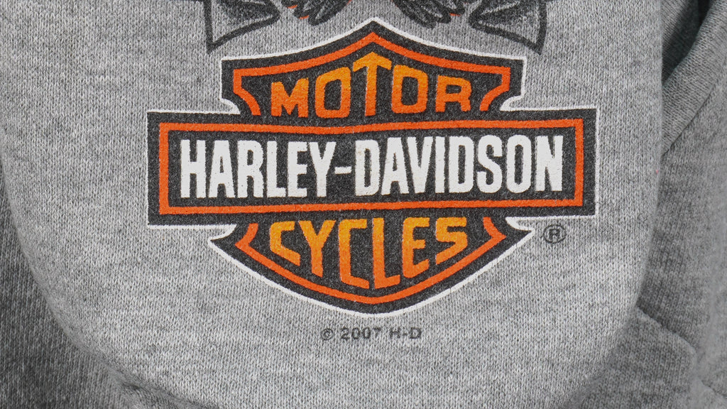 Harley Davidson - Twin Cities Spell-Out Zip-Up Sweatshirt 2007 X-Large Vintage Retro