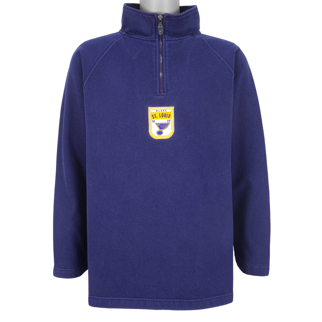 Nike - St. Louis Blues  1/4 Zip Spell-Out Sweatshirt 1990s Medium Vintage Retro Hockey