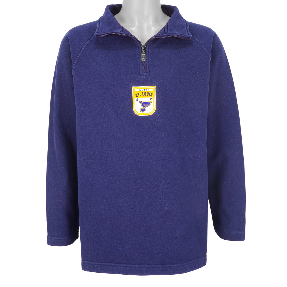 Nike - St. Louis Blues  1/4 Zip Spell-Out Sweatshirt 1990s Medium Vintage Retro Hockey