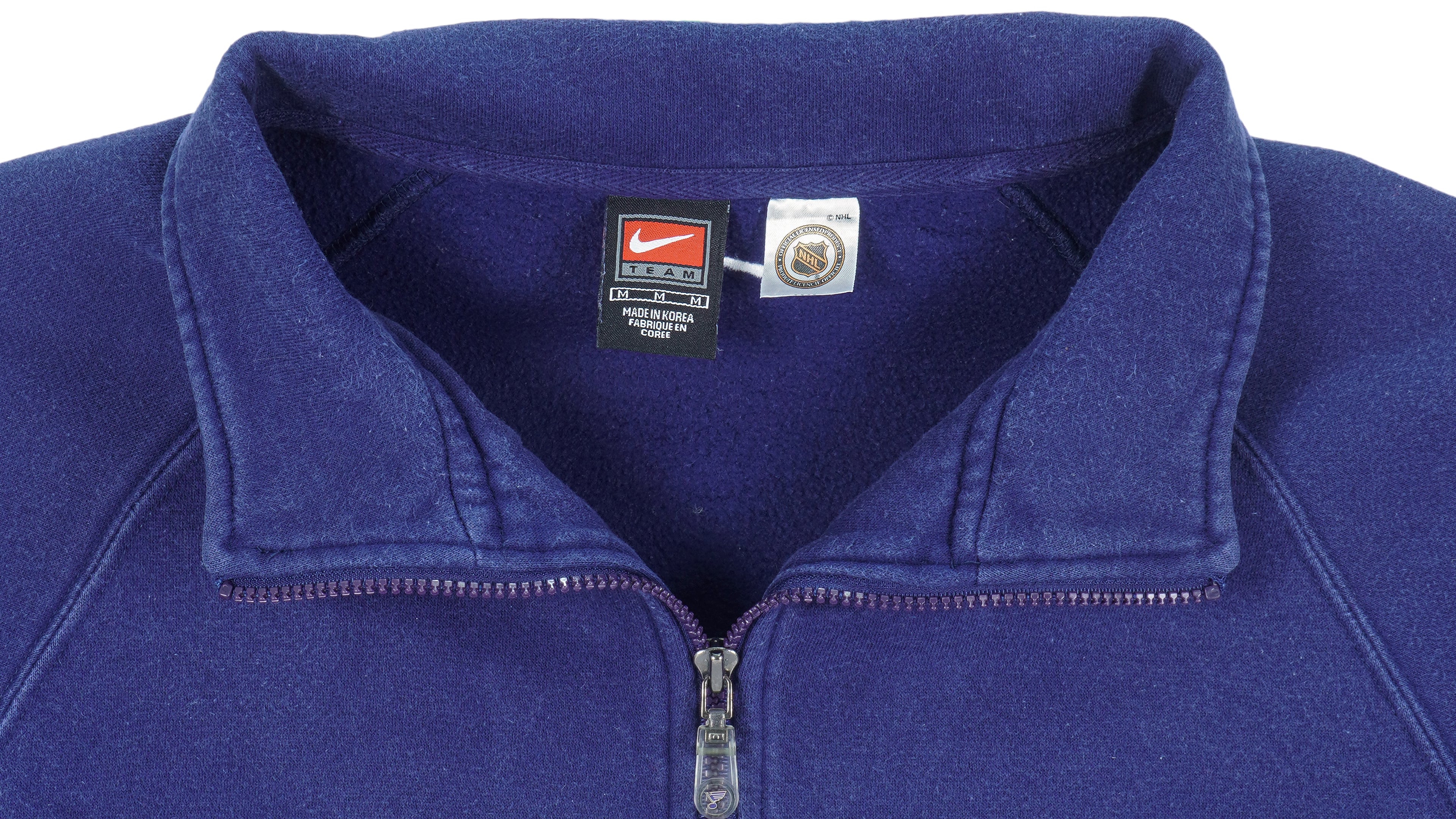 Nike - St. Louis Blues  1/4 Zip Spell-Out Sweatshirt 1990s Medium Vintage Retro Hockey