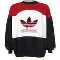 Adidas - Black & White Spell-Out Crew Neck Sweatshirt 1990s Large Vintage Retro