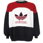 Adidas - Black & White Spell-Out Crew Neck Sweatshirt 1990s Large