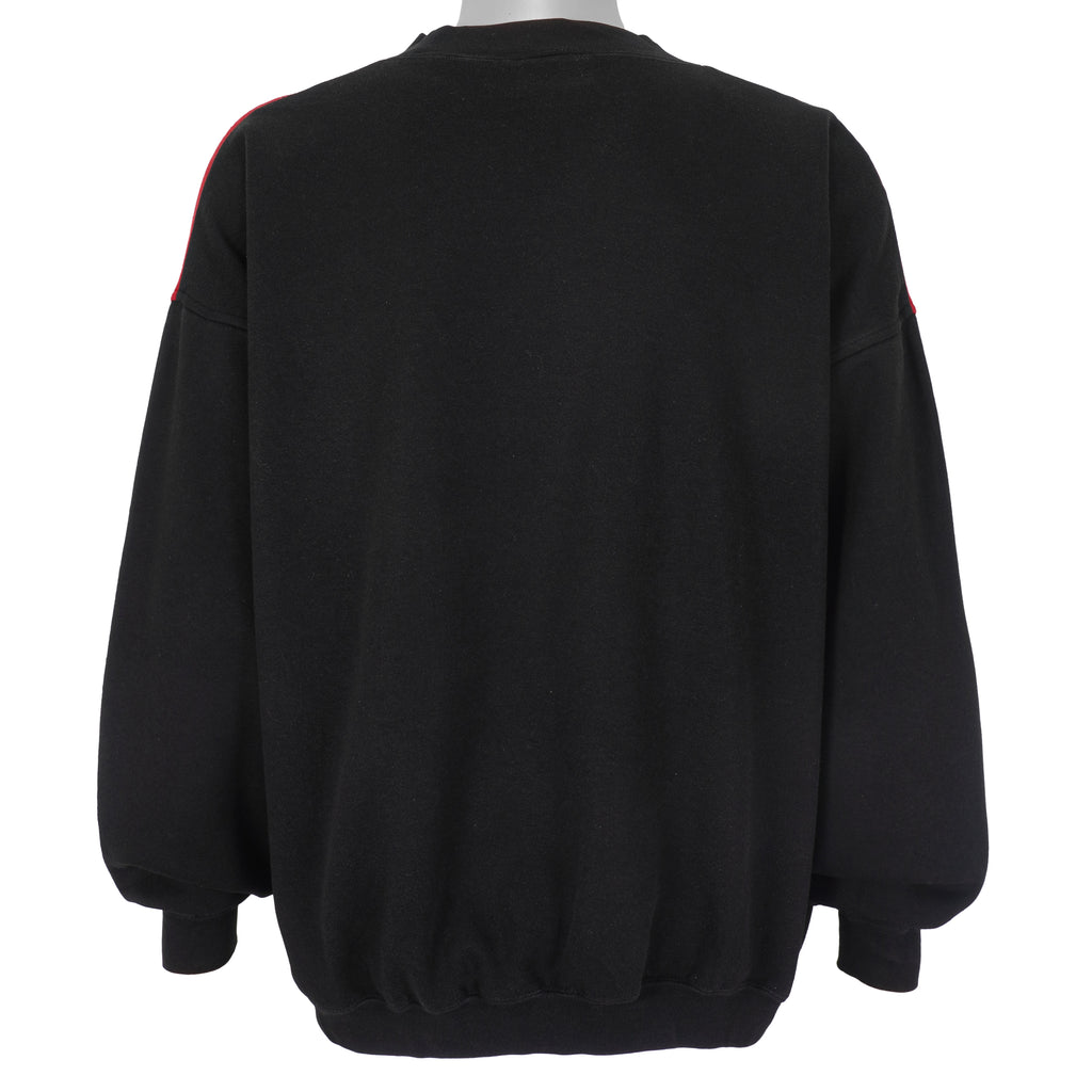 Adidas - Black & White Spell-Out Crew Neck Sweatshirt 1990s Large Vintage Retro