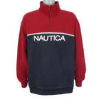 Nautica - Blue & Red Spell-Out 1/4 Zip Sweatshirt 1990s X-Large Vintage Retro