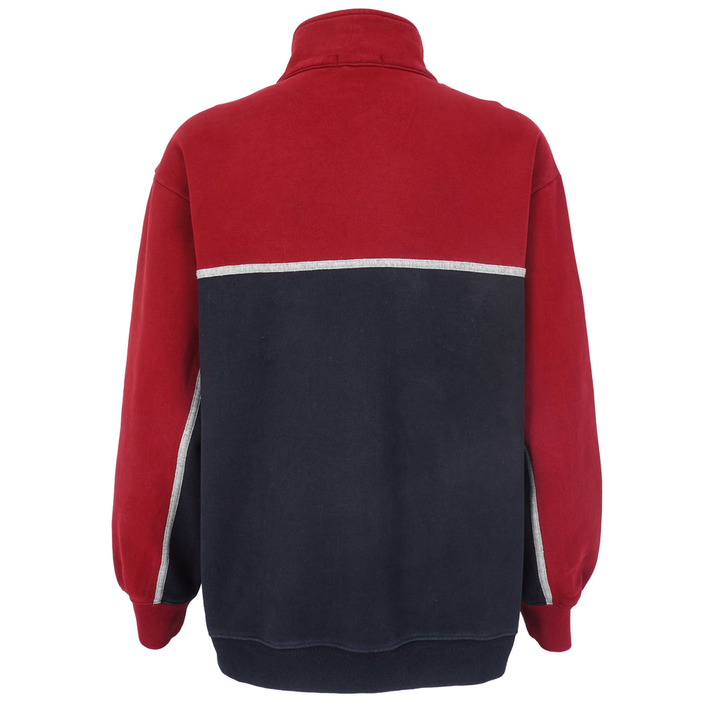 Nautica - Blue & Red Spell-Out 1/4 Zip Sweatshirt 1990s X-Large Vintage Retro