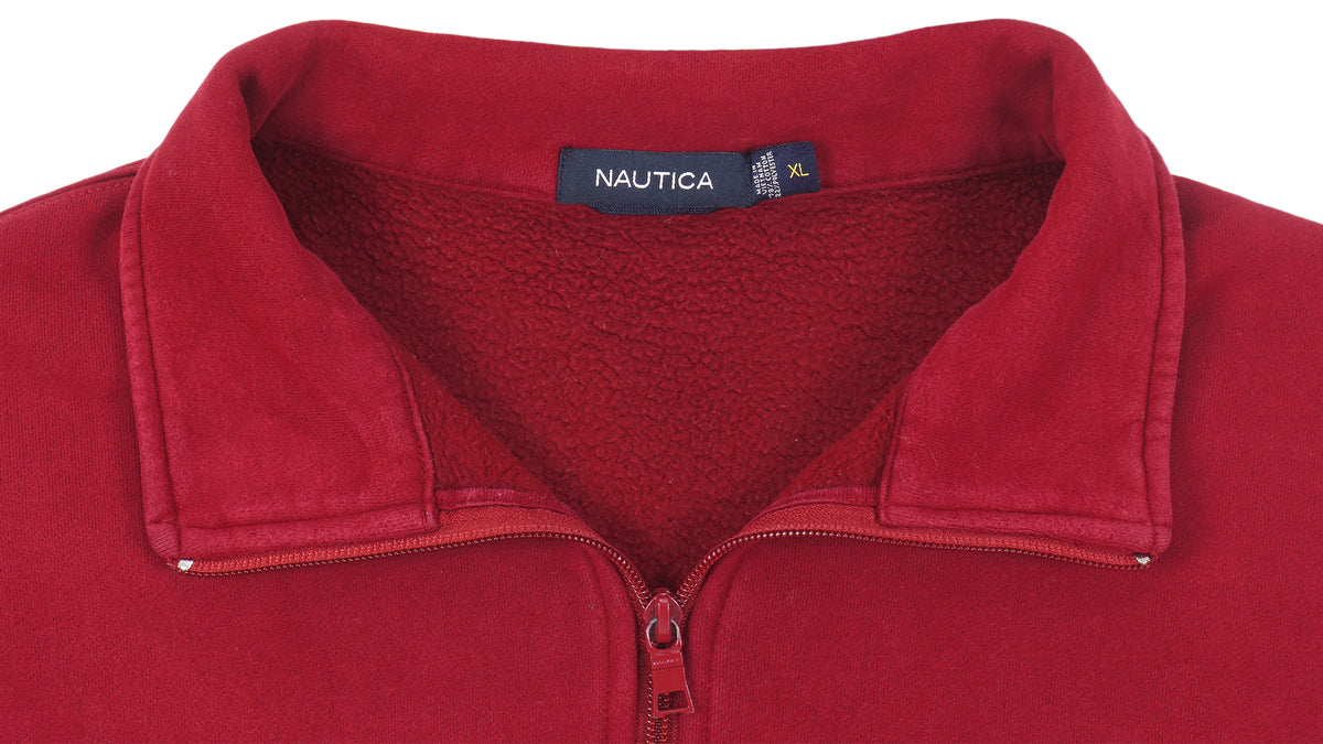 Nautica - Blue & Red Spell-Out 1/4 Zip Sweatshirt 1990s X-Large Vintage Retro