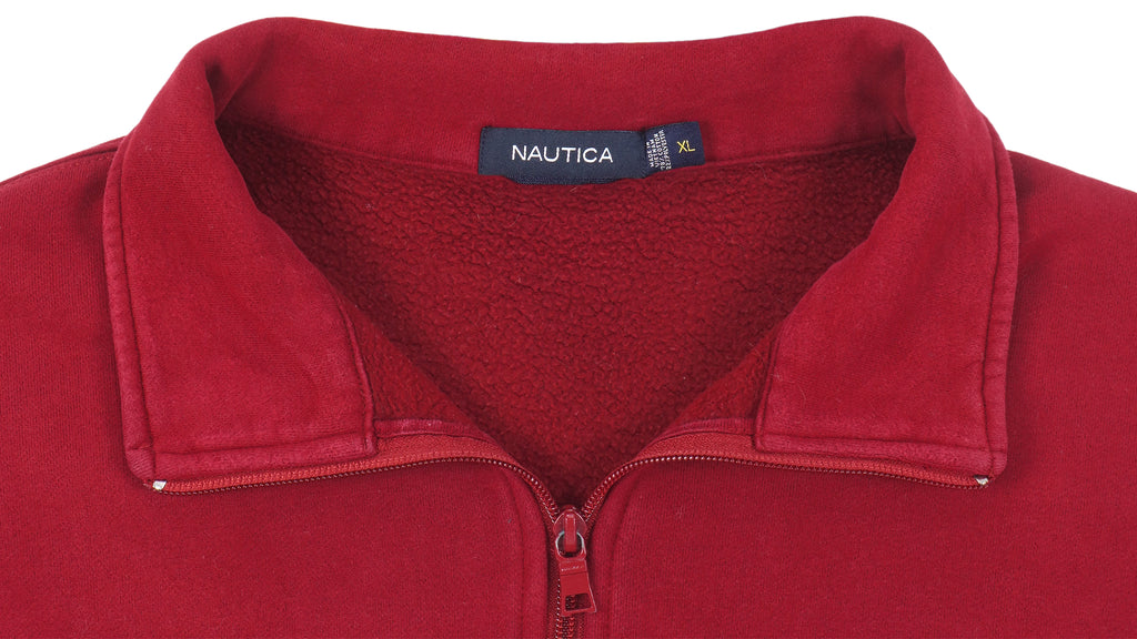 Nautica - Blue & Red Spell-Out 1/4 Zip Sweatshirt 1990s X-Large Vintage Retro