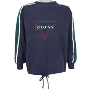 Guess - Dark Blue Spell-Out Crew Neck Sweatshirt 1990s Large Vintage Retro