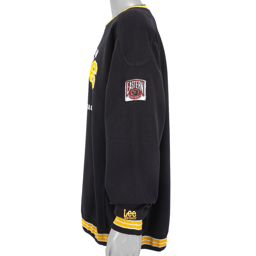 NHL (Lee) - Boston Bruins, Eastern Conference Spell-Out Sweatshirt 1990s X-Large Vintage Retro Hockey