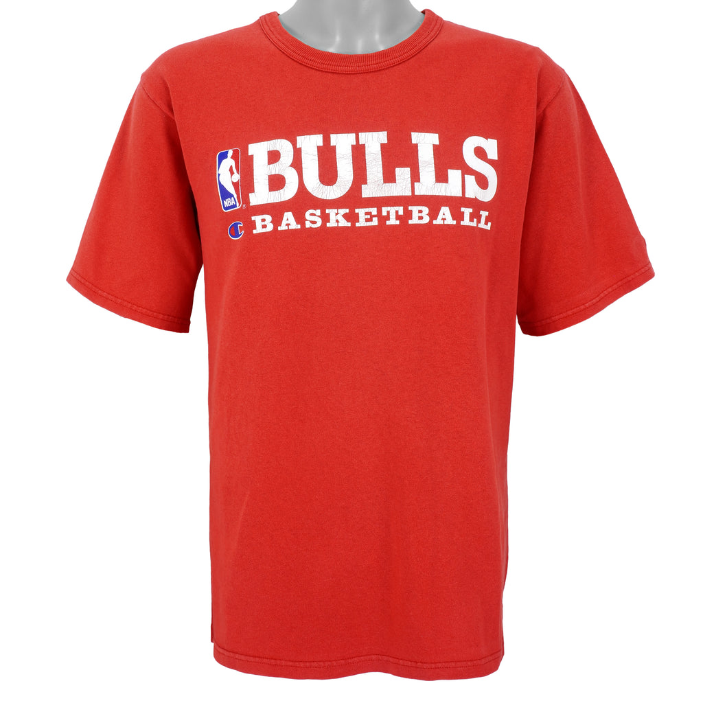 Champion - Chicago Bulls Basketball Spell-Out T-Shirt 1990s Medium Vintage Retro Basketball