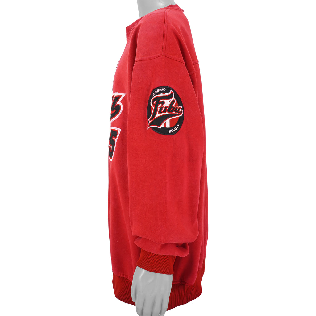 FUBU - Red FUBU 05 Sports Spell-Out Crew Neck Sweatshirt 1990s X-Large Vintage Retro