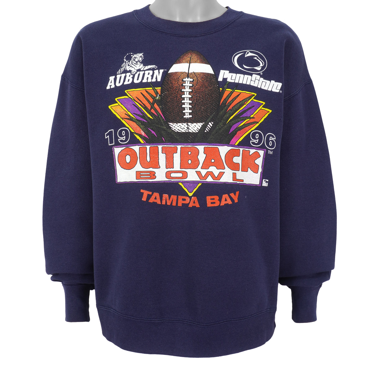 NCAA (Delta) - Outback Bowl -Auburn VS Penn state Crew Neck Sweatshirt 1996 X-Large Vintage Retro Football College