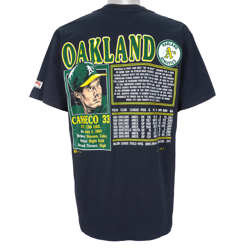 MLB (Nutmeg) - Oakland Athletics Spell-Out T-Shirt 1990 X-Large Vintage Retro Baseball