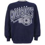 NFL (Logo 7) - Dallas Cowboys Spell-Out Crew Neck Sweatshirt 1990s Large Vintage Retro Football