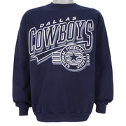 NFL (Logo 7) - Dallas Cowboys Spell-Out Crew Neck Sweatshirt 1990s Large Vintage Retro Football