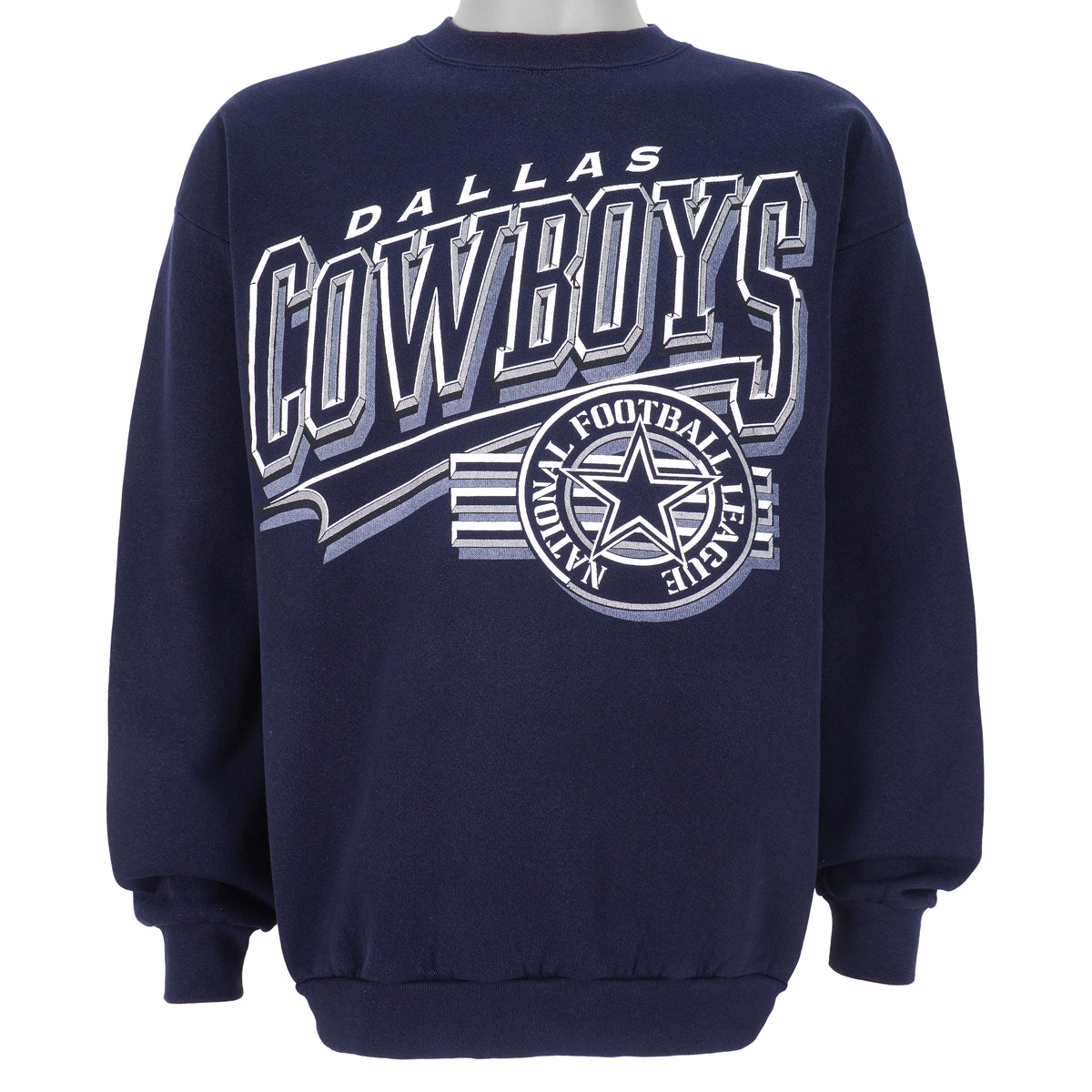 NFL (Logo 7) - Dallas Cowboys Spell-Out Crew Neck Sweatshirt 1990s Large Vintage Retro Football