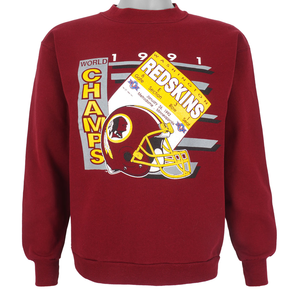 NFL (Trench) - Washington Redskins World Champs Crew Neck Sweatshirt 1992 Medium Vintage Retro Football