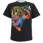 Marvel - Black Spiderman and Friends T-Shirt X-Large Vintage Retro