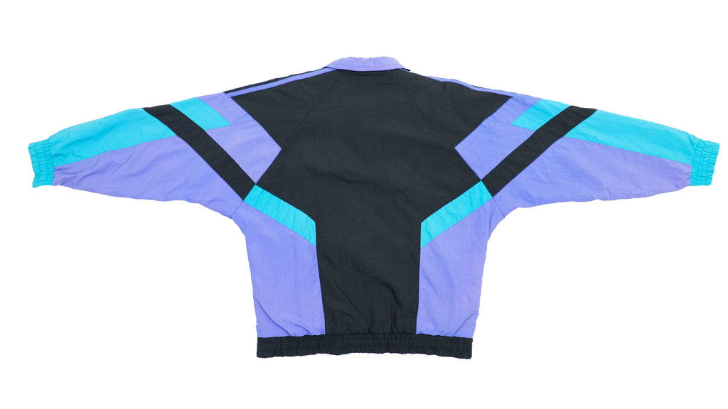 Adidas -  Black & Blue Colorblock  Windbreaker 1990s Large Vintage Retro