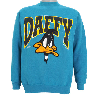 Looney Tunes (Jostens) - Daffy Duck Embroidered Crew Neck Sweatshirt 1993 Large