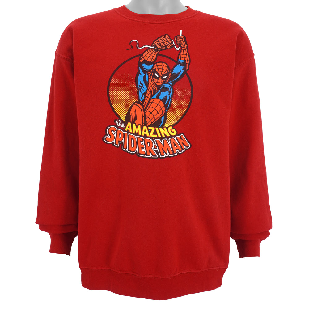 Marvel - Red The Amazing Spiderman Crew Neck Sweatshirt Large Vintage Retro